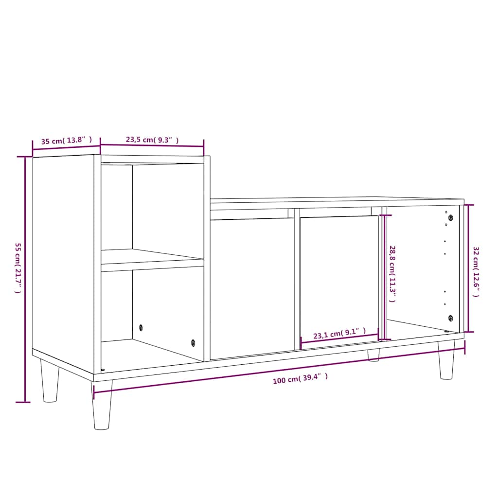 TV Cabinet Sonoma Oak 100x35x55 cm Engineered Wood