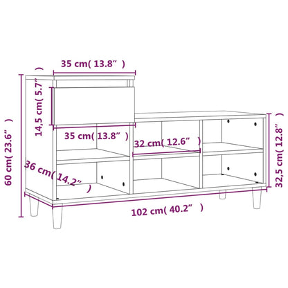 Shoe Cabinet Concrete Grey 102x36x60 cm Engineered Wood