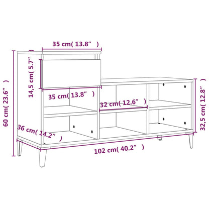 Shoe Cabinet Concrete Grey 102x36x60 cm Engineered Wood