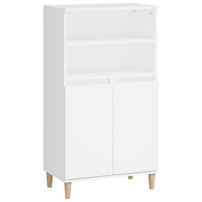 Highboard | White | Engineered Wood, Solid Eucalyptus Wood | 110 cm High