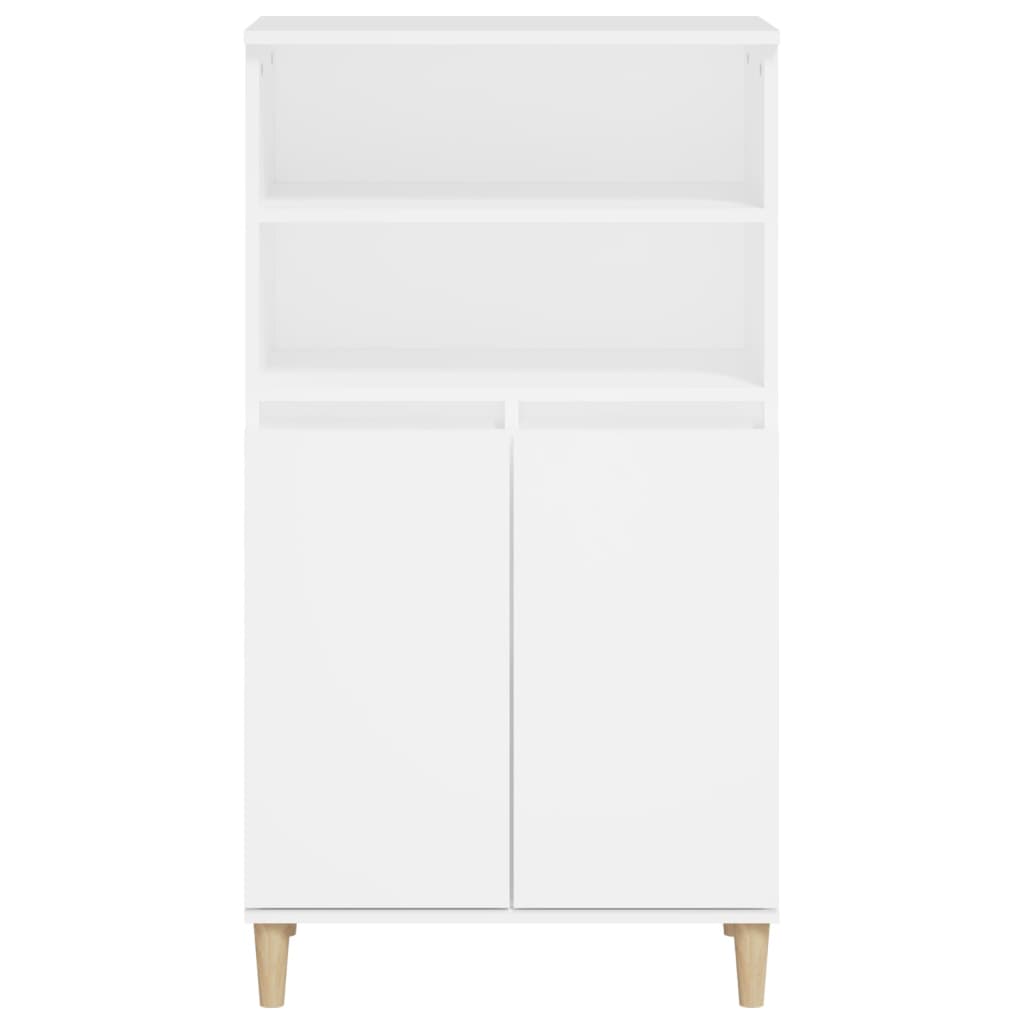 Highboard | White | Engineered Wood, Solid Eucalyptus Wood | 110 cm High