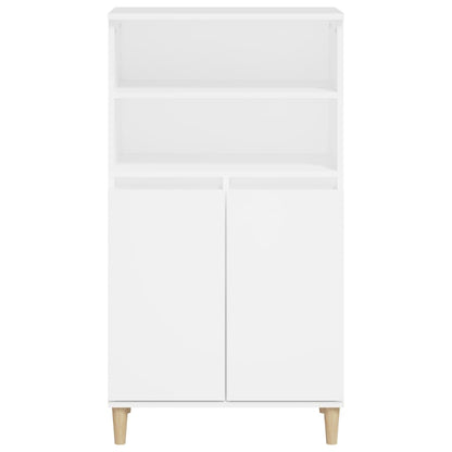 Highboard | White | Engineered Wood, Solid Eucalyptus Wood | 110 cm High