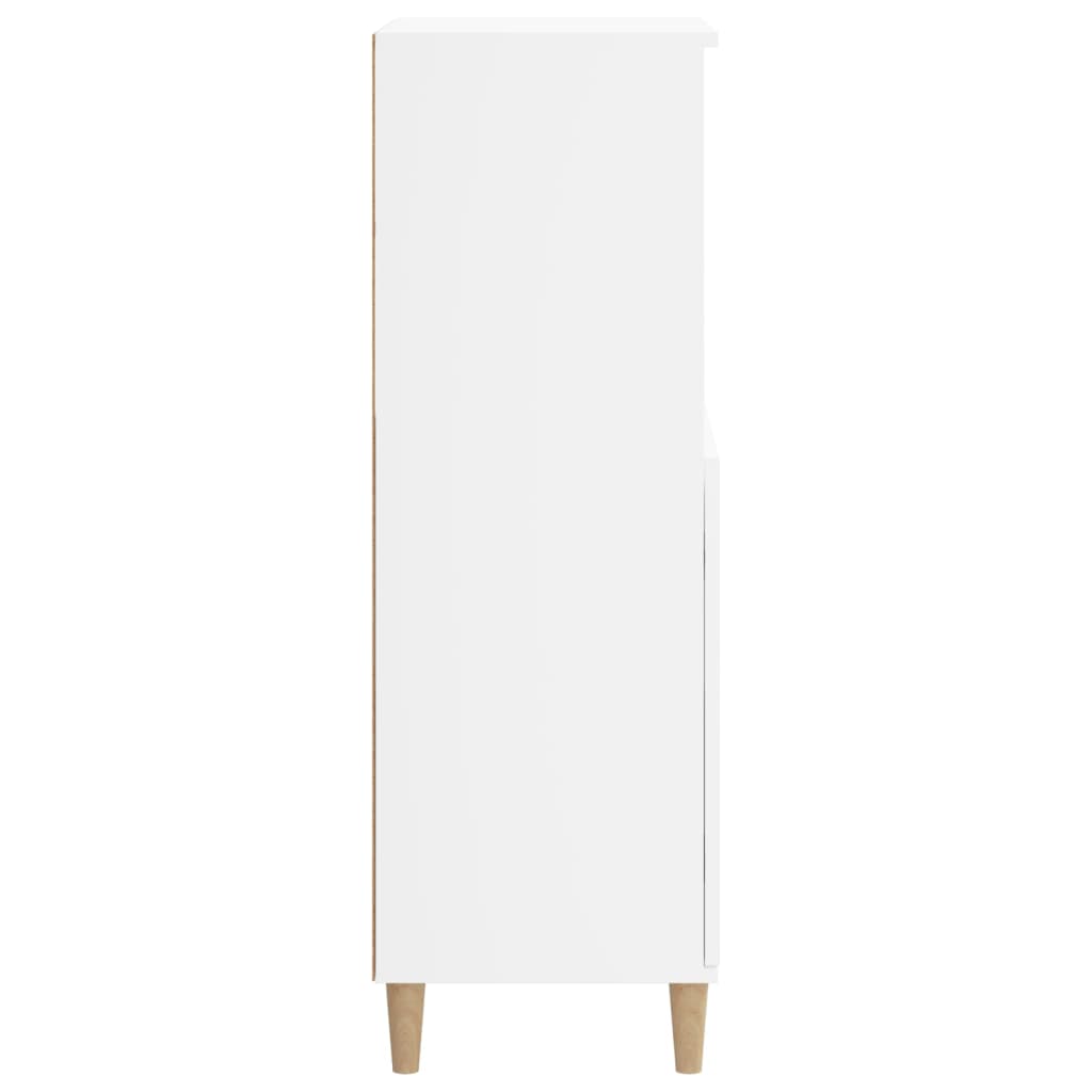 Highboard | White | Engineered Wood, Solid Eucalyptus Wood | 110 cm High