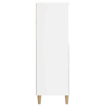 Highboard | White | Engineered Wood, Solid Eucalyptus Wood | 110 cm High
