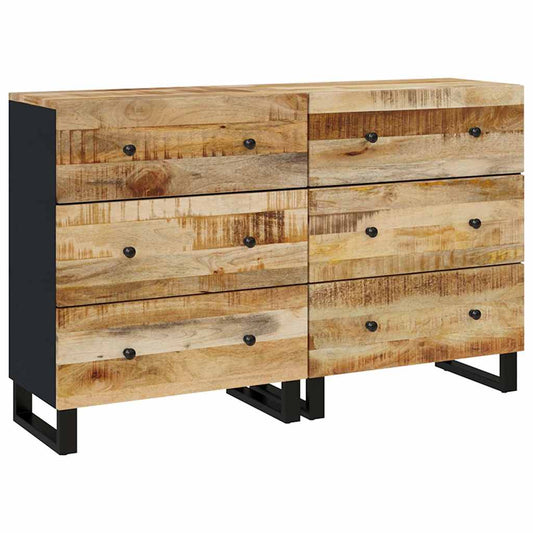 Sideboards 2 pcs 60x33x75 cm Rough Mango Wood
