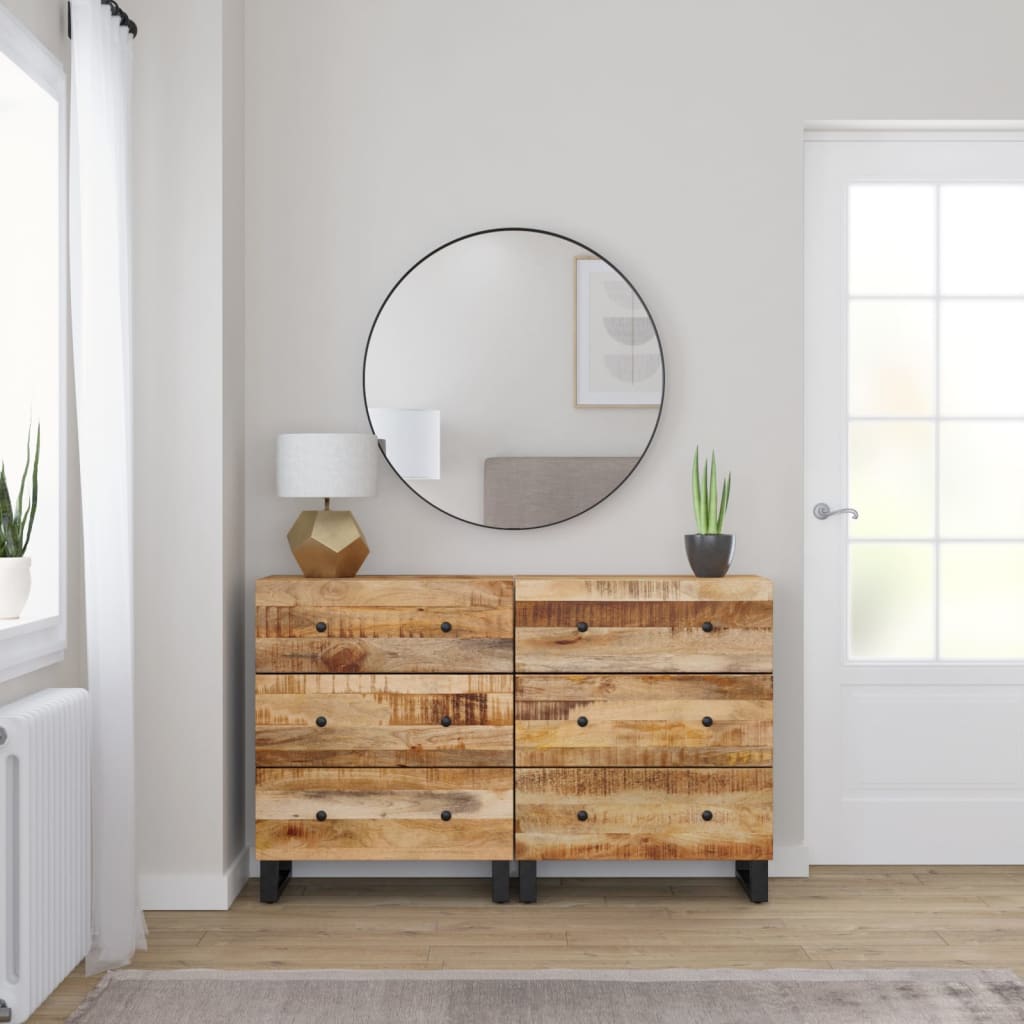 Sideboards 2 pcs 60x33x75 cm Rough Mango Wood