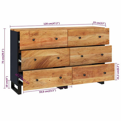 Sideboards 2 pcs 60x33x75 cm Solid Wood Acacia