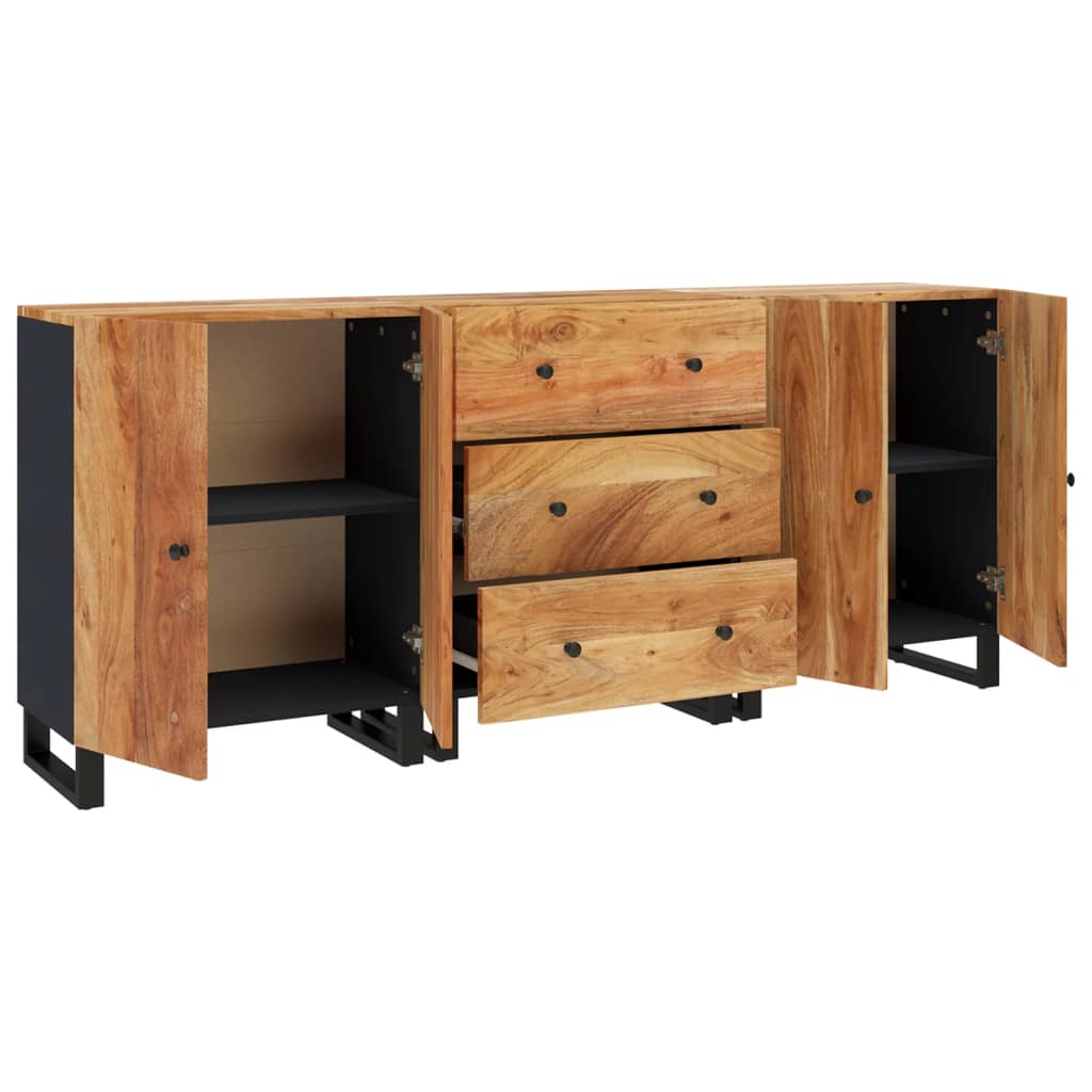3 Piece Sideboards Solid Wood Acacia