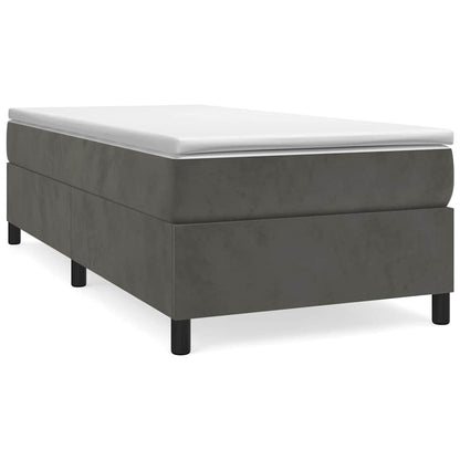 Box Spring Bed Frame Dark Grey Twin Velvet
