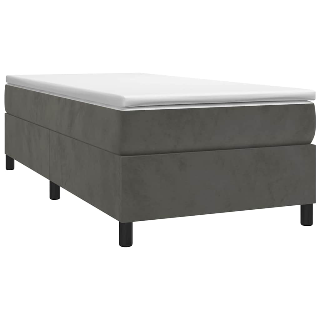Box Spring Bed Frame Dark Grey Twin Velvet