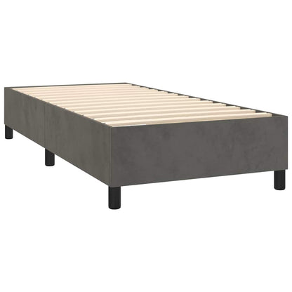Box Spring Bed Frame Dark Grey Twin Velvet