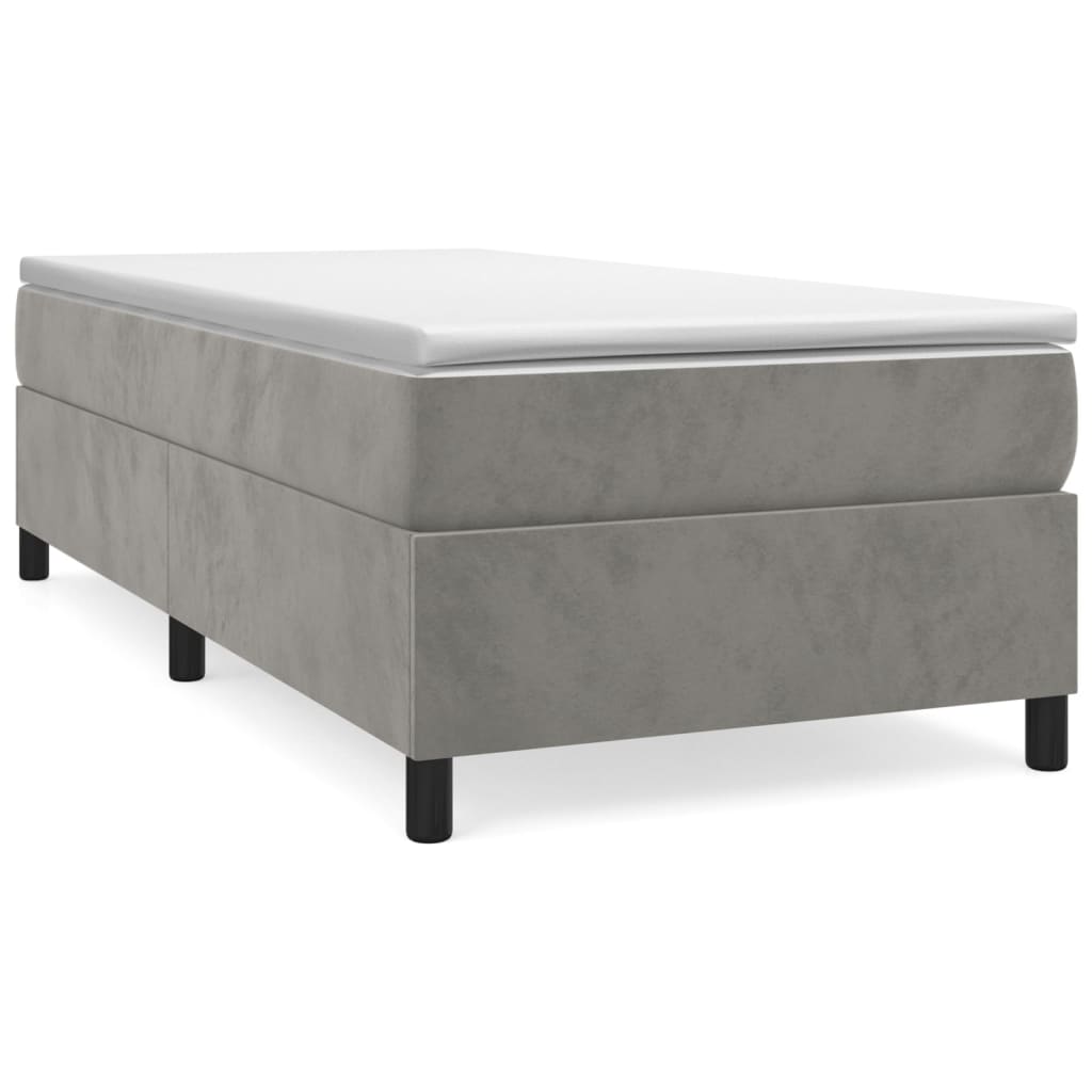 Box Spring Bed Frame Light Grey Twin XL Velvet (US Only)