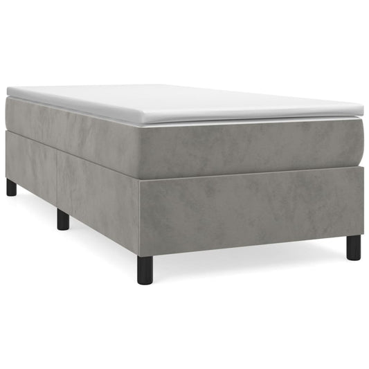 Box Spring Bed Frame Light Grey Twin XL Velvet (US Only)