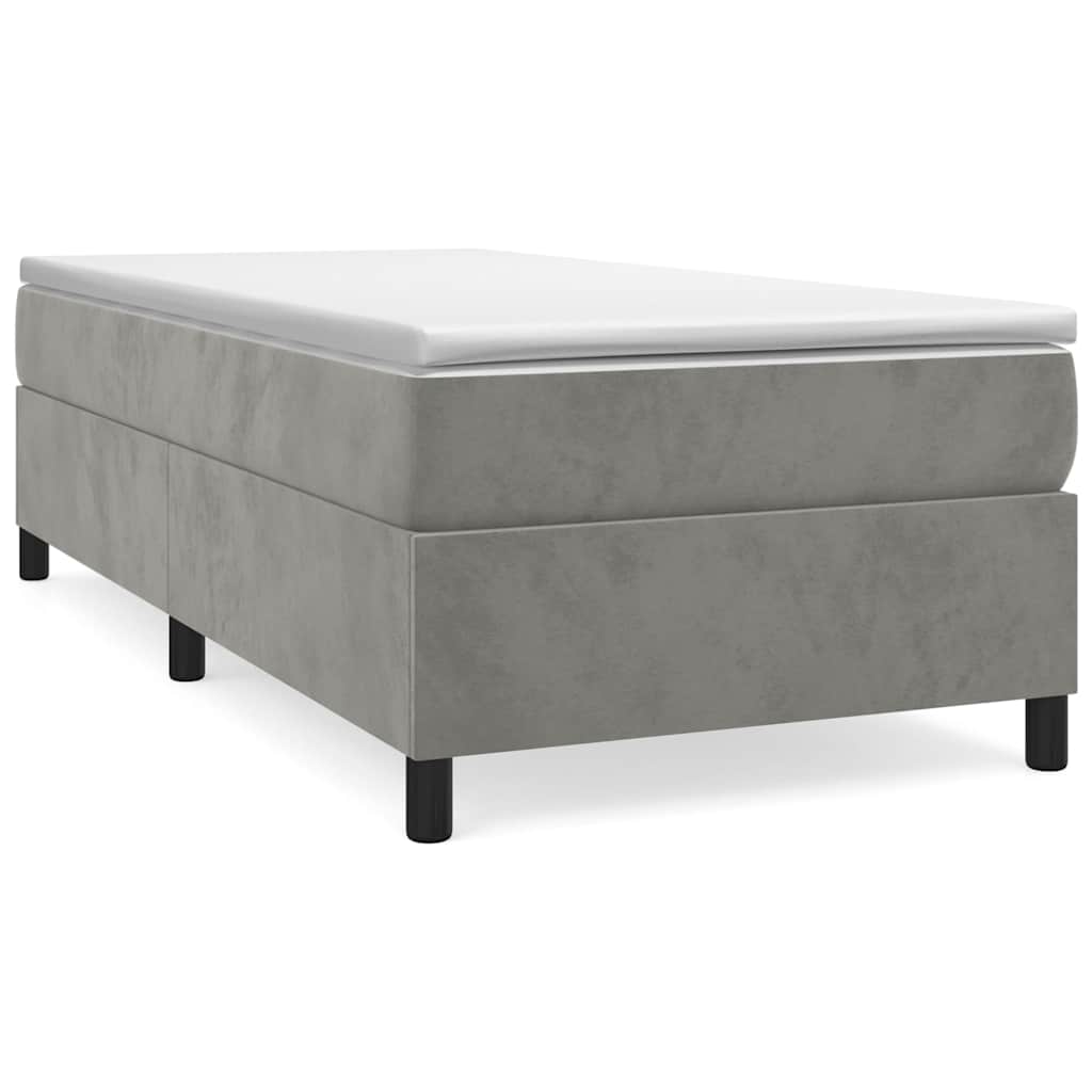Box Spring Bed Frame Light Grey Twin XL Velvet