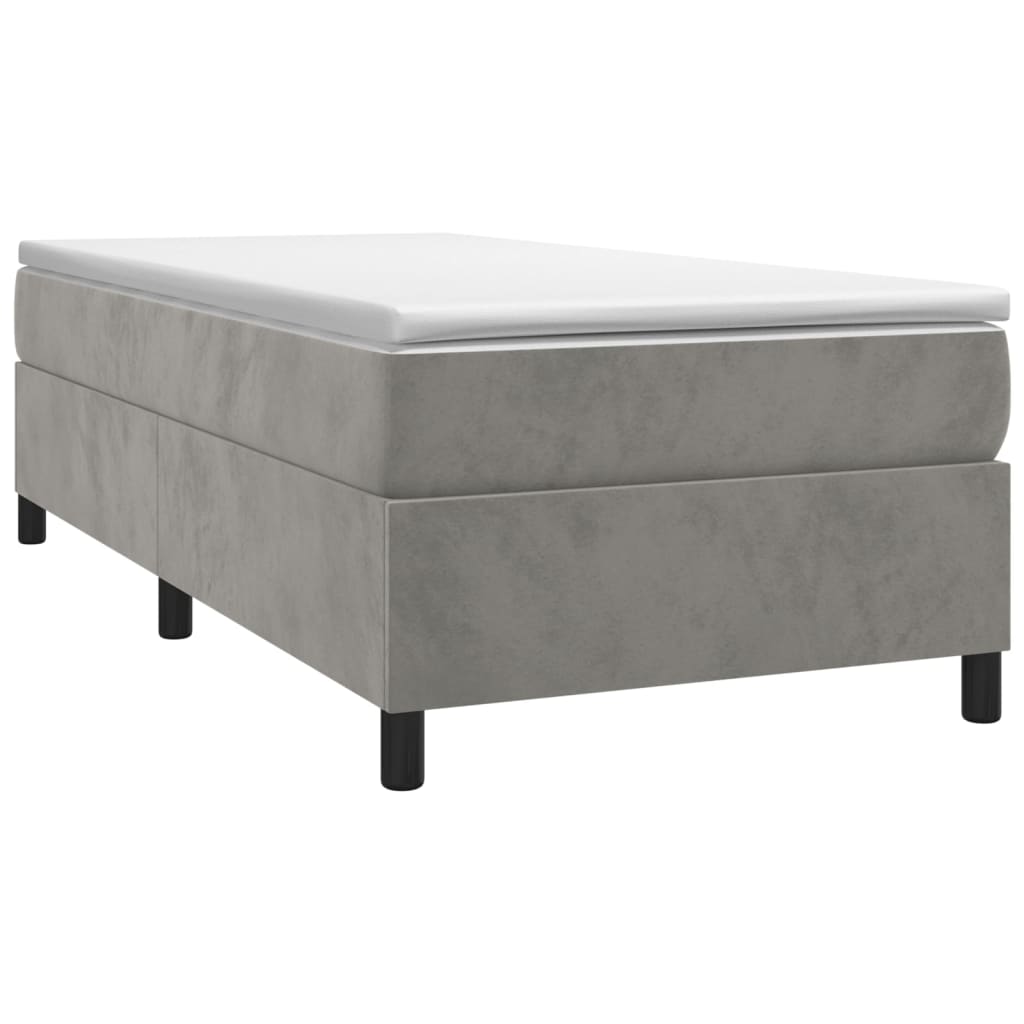Box Spring Bed Frame Light Grey Twin XL Velvet (US Only)