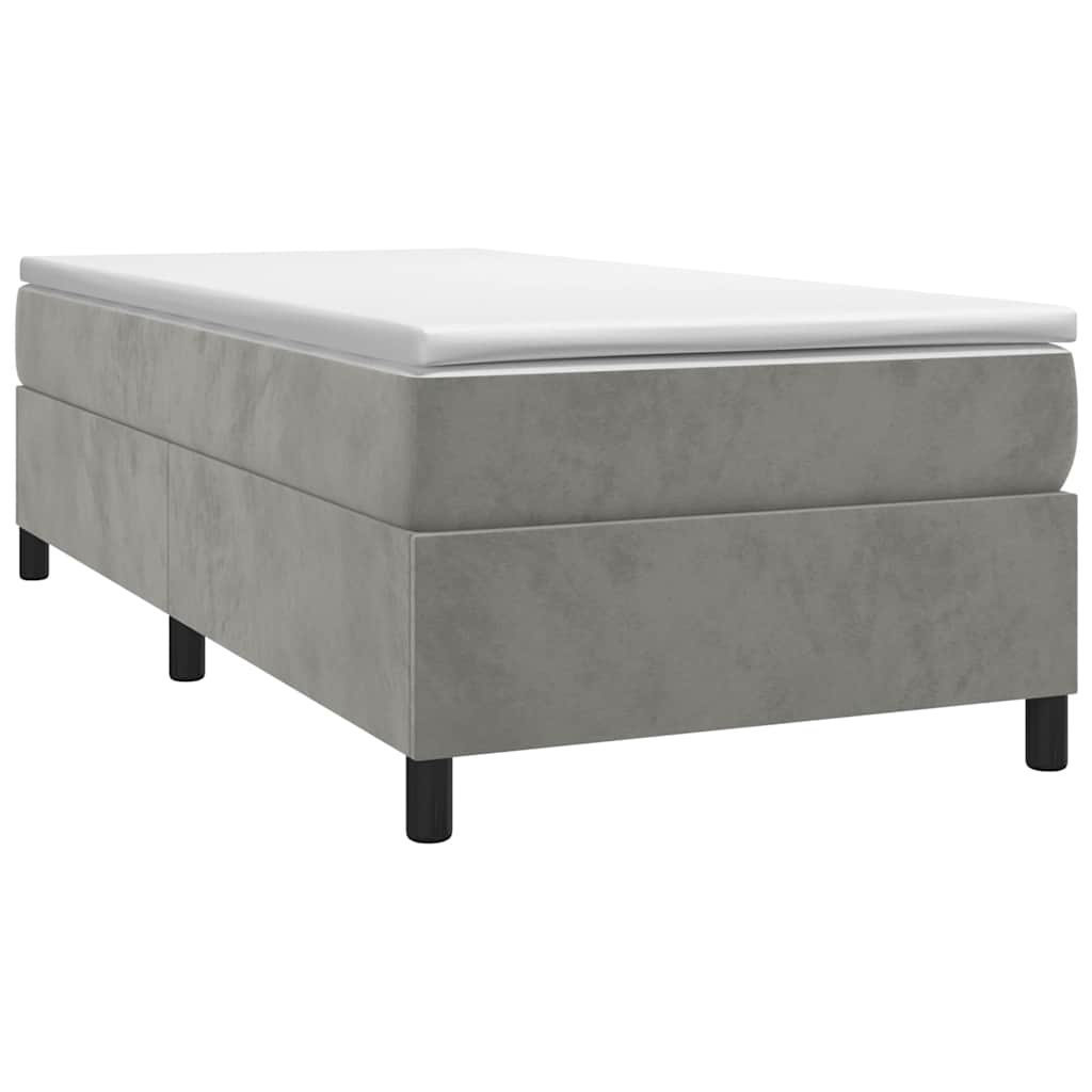 Box Spring Bed Frame Light Grey Twin XL Velvet