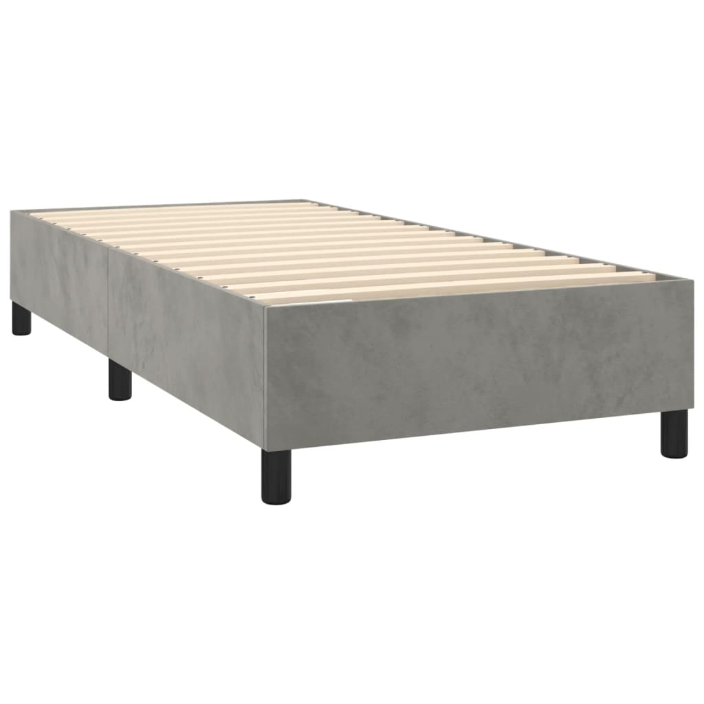 Box Spring Bed Frame Light Grey Twin XL Velvet (US Only)