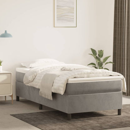 Box Spring Bed Frame Light Grey Twin XL Velvet (US Only)