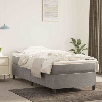 Box Spring Bed Frame Light Grey Twin XL Velvet