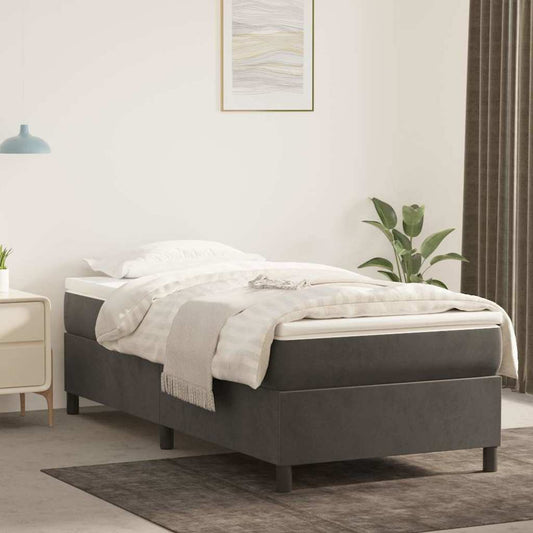Box Spring Bed Frame Dark Grey Twin XL Velvet