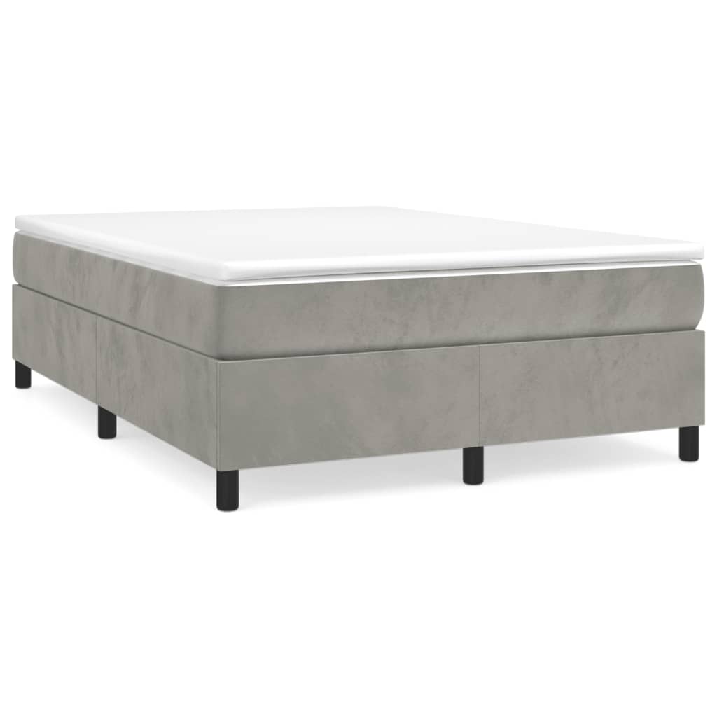 Box Spring Bed Frame Light Grey Full Velvet (US Only)