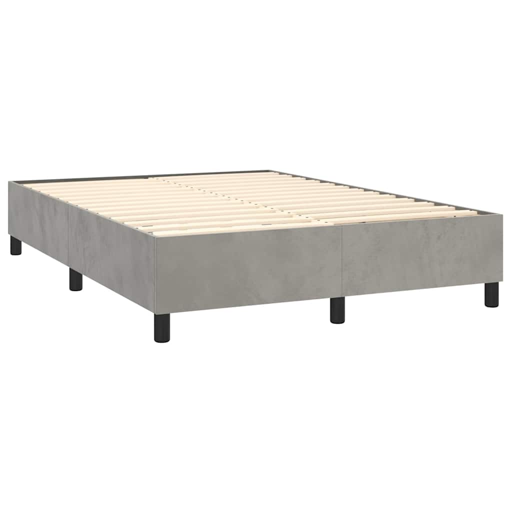 Box Spring Bed Frame Light Grey Full Velvet