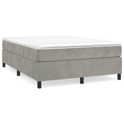Box Spring Bed Frame Light Grey Queen Velvet (US Only)