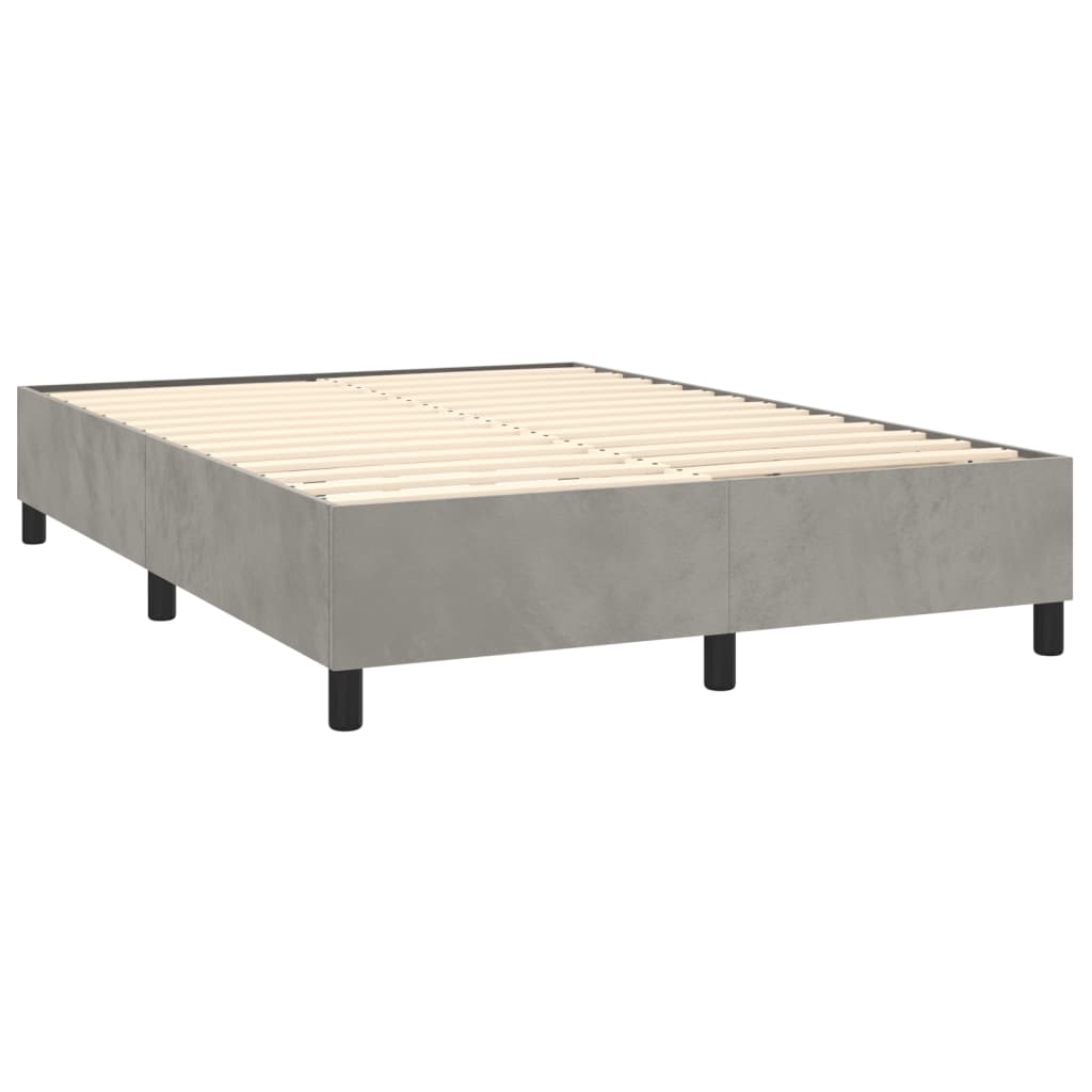 Box Spring Bed Frame Light Grey Queen Velvet (US Only)