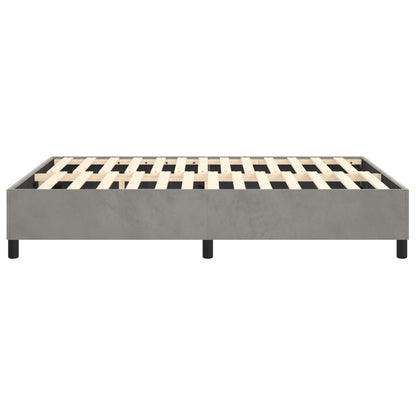 Box Spring Bed Frame Light Grey Queen Velvet (US Only)