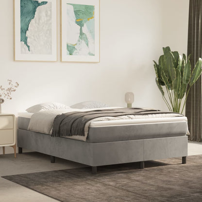 Box Spring Bed Frame Light Grey Queen Velvet (US Only)