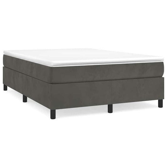 Box Spring Bed Frame Dark Grey Queen Velvet