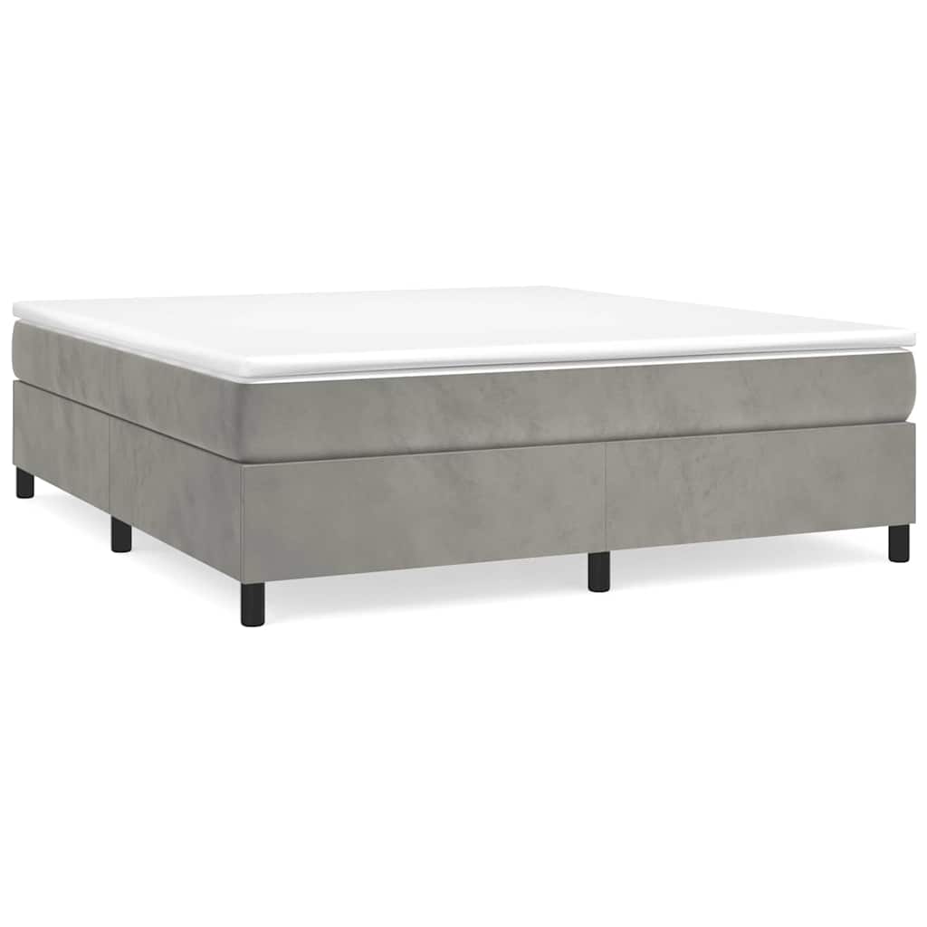 Box Spring Bed Frame Light Grey King Velvet