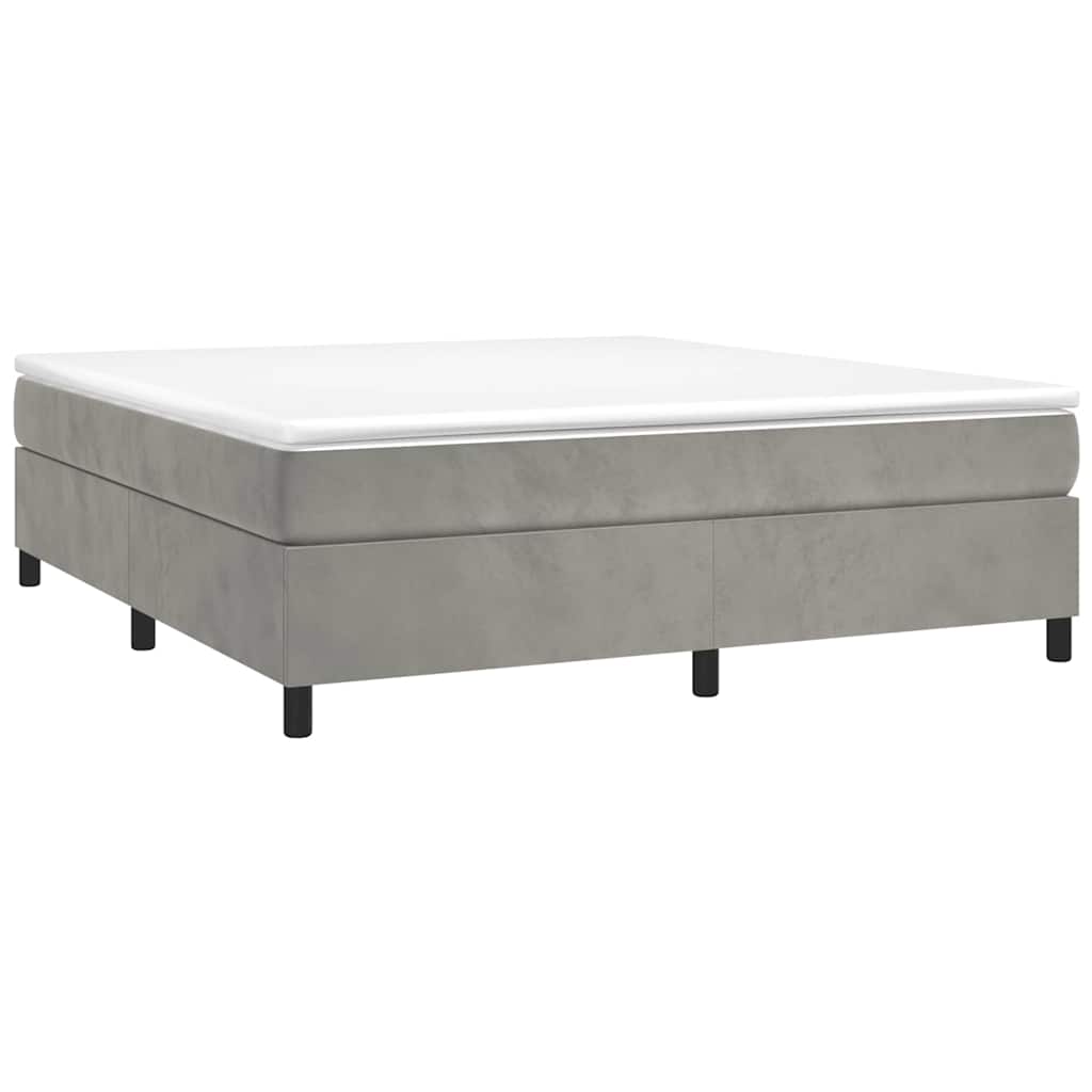 Box Spring Bed Frame Light Grey King Velvet