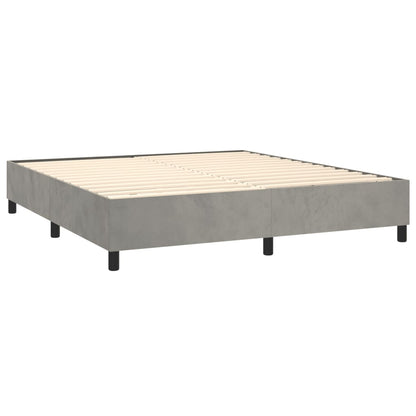 Box Spring Bed Frame Light Grey King Velvet (US Only)