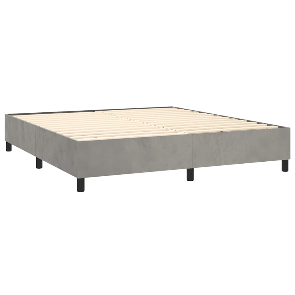 Box Spring Bed Frame Light Grey King Velvet