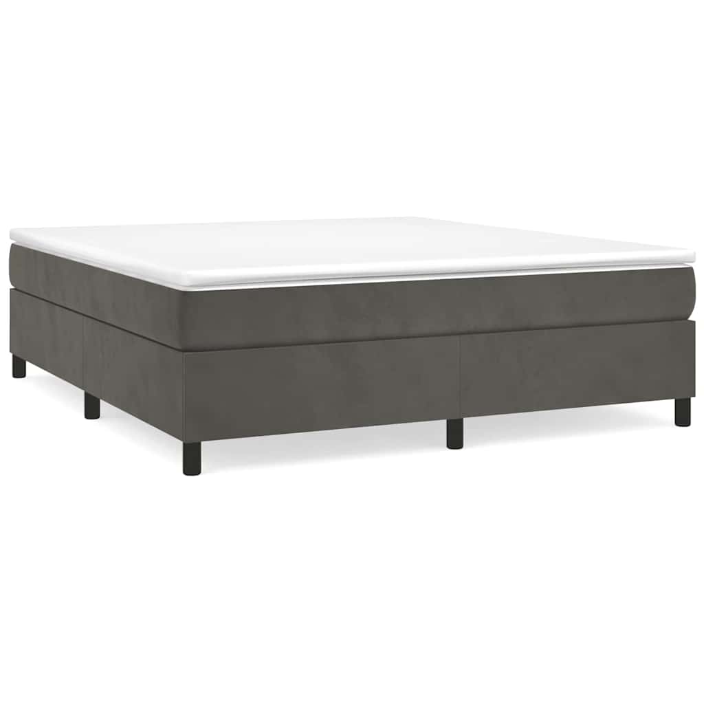 Box Spring Bed Frame Dark Grey King Velvet