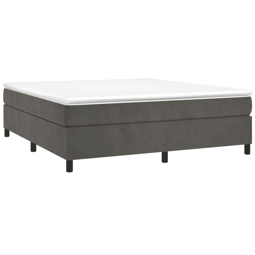 Box Spring Bed Frame Dark Grey King Velvet (US Only)