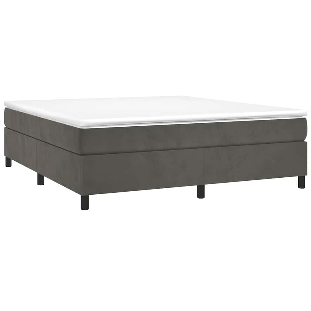 Box Spring Bed Frame Dark Grey King Velvet