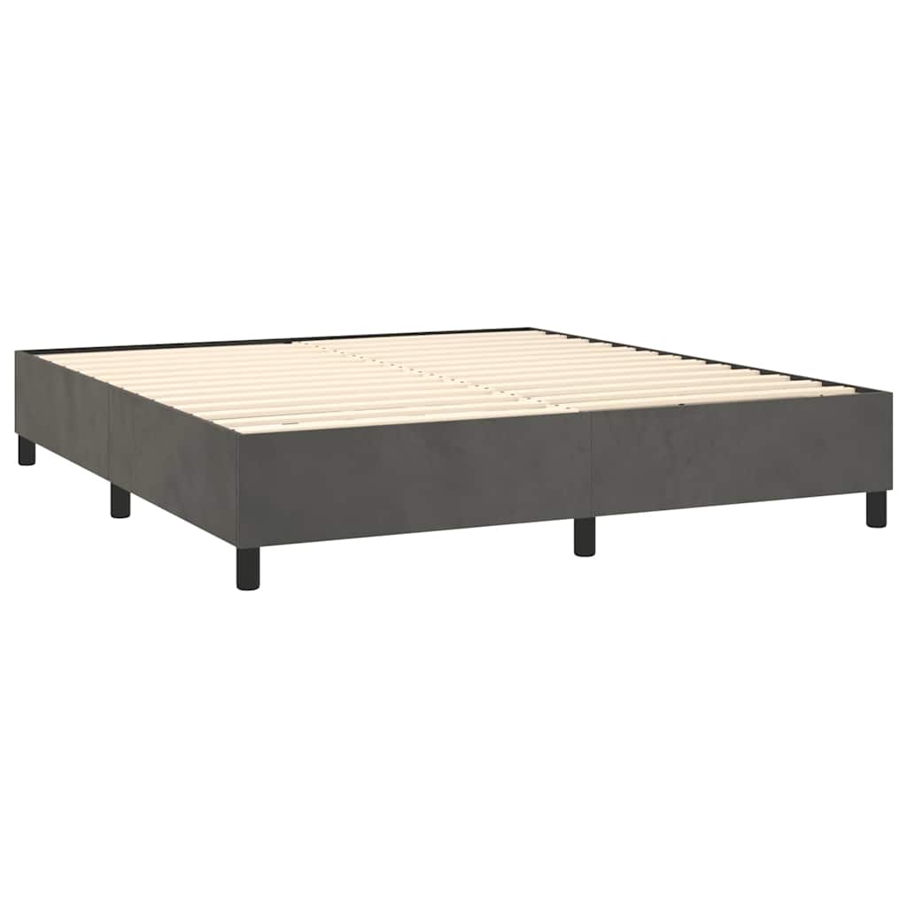 Box Spring Bed Frame Dark Grey King Velvet