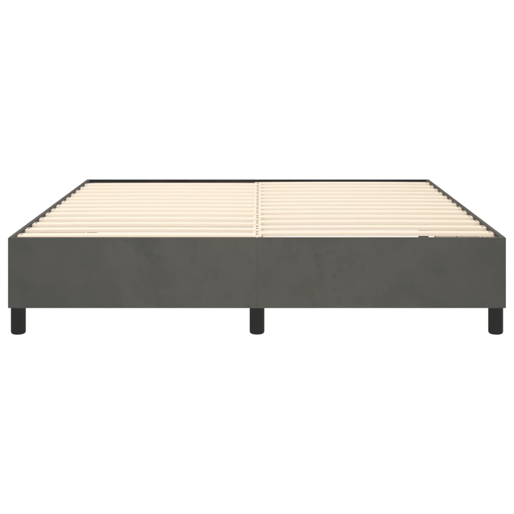 Box Spring Bed Frame Dark Grey King Velvet (US Only)
