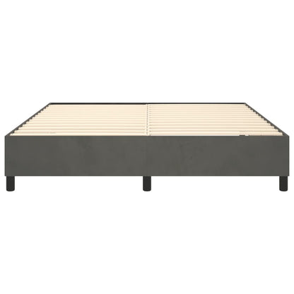 Box Spring Bed Frame Dark Grey King Velvet (US Only)