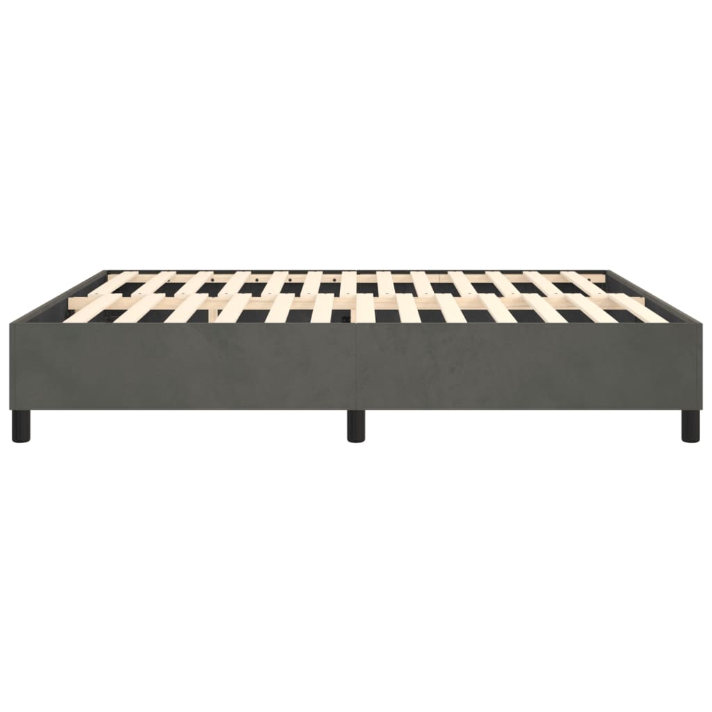 Box Spring Bed Frame Dark Grey King Velvet (US Only)