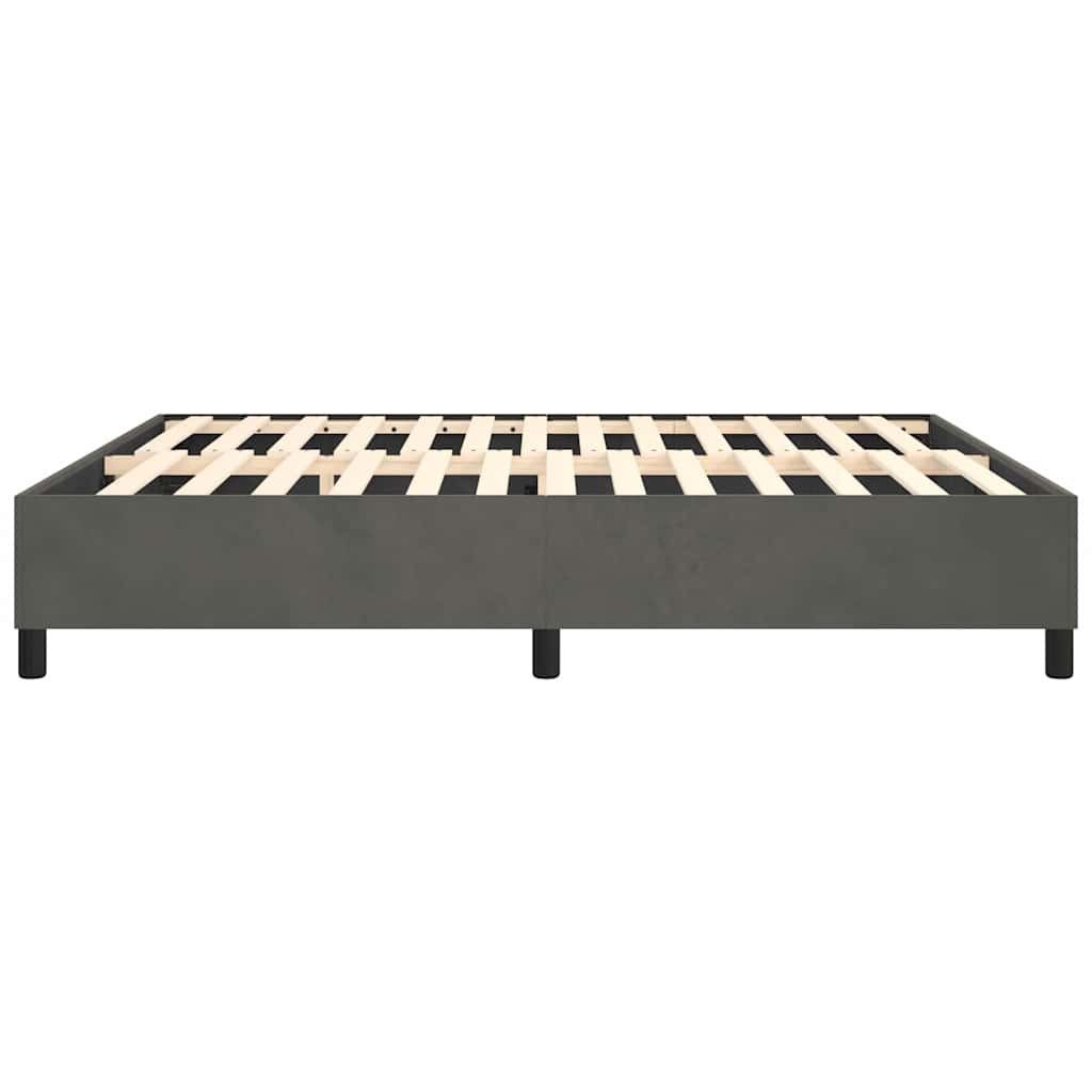 Box Spring Bed Frame Dark Grey King Velvet