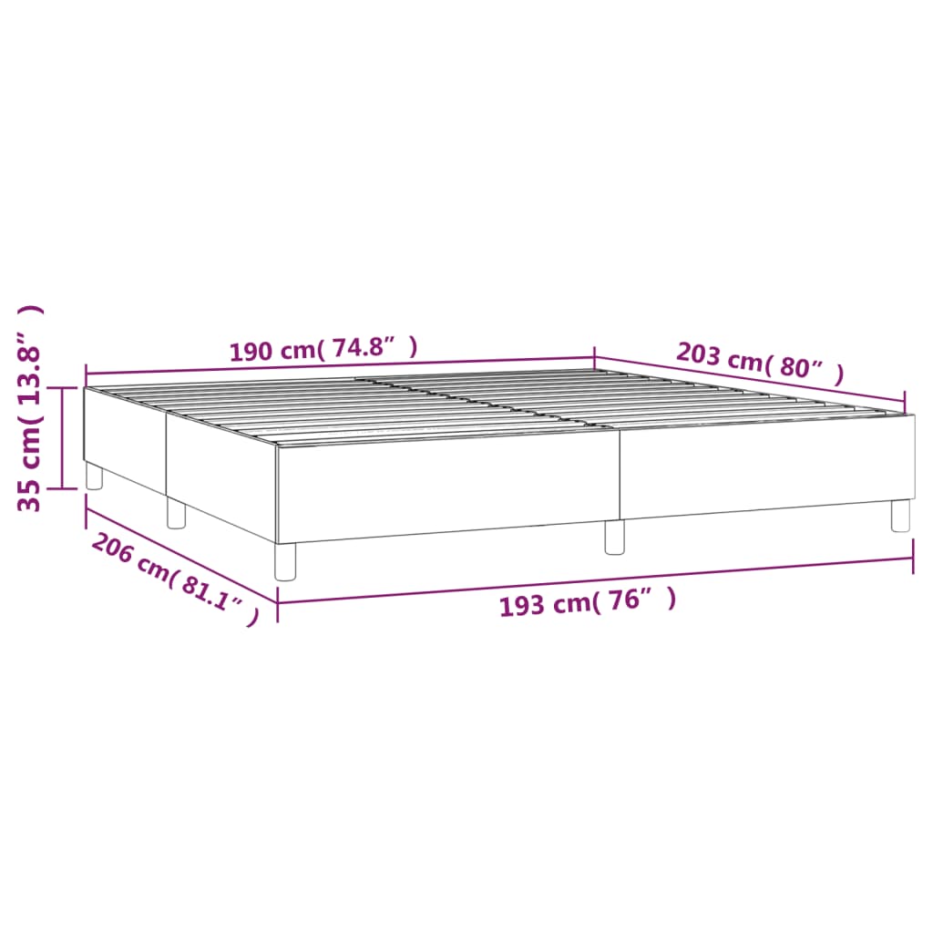 Box Spring Bed Frame Dark Grey King Velvet (US Only)
