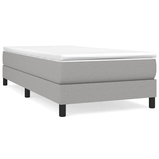 Box Spring Bed Frame Light Grey Single Fabric