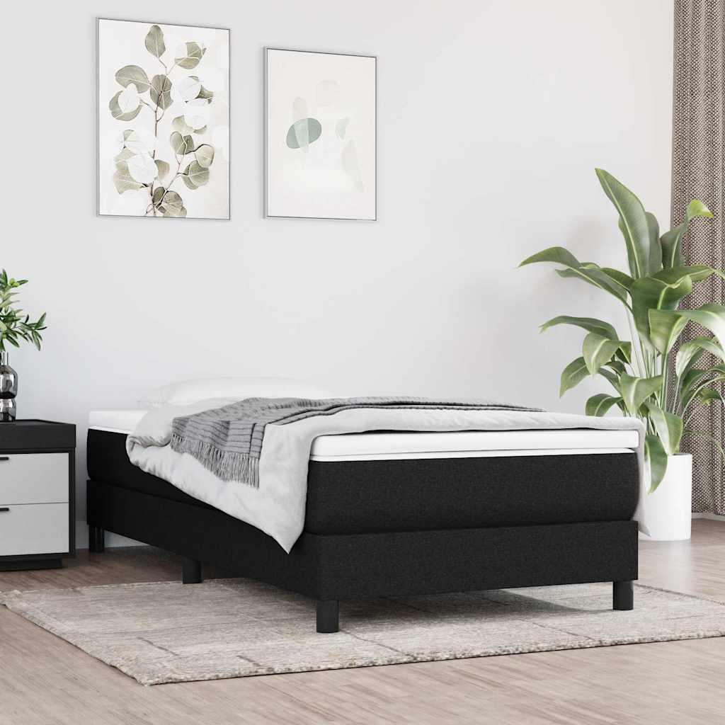 Box Spring Bed Frame Black Single Fabric