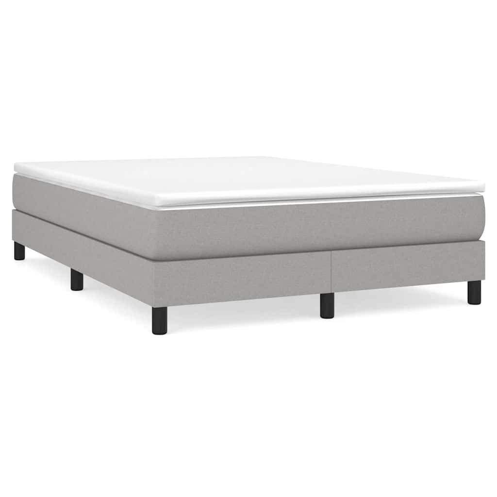 Box Spring Bed Frame Light Grey Double Fabric