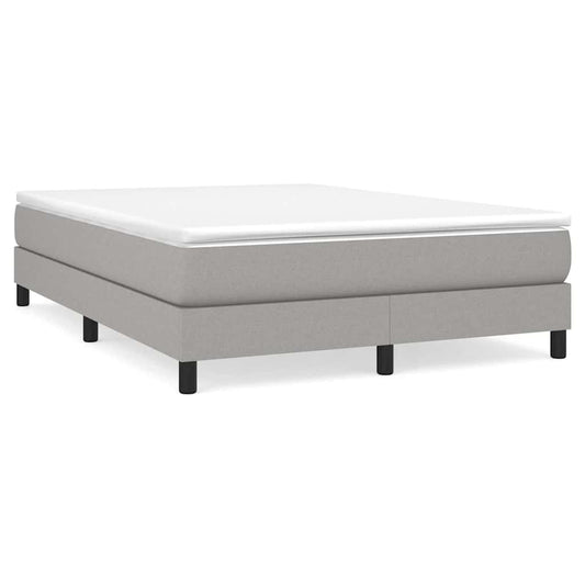 Box Spring Bed Frame Light Grey Double Fabric