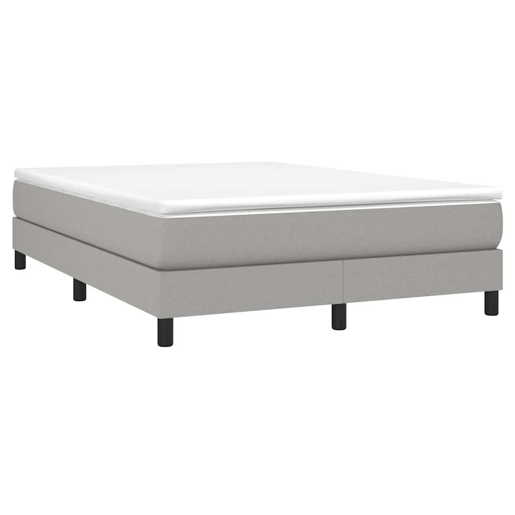Box Spring Bed Frame Light Grey Double Fabric