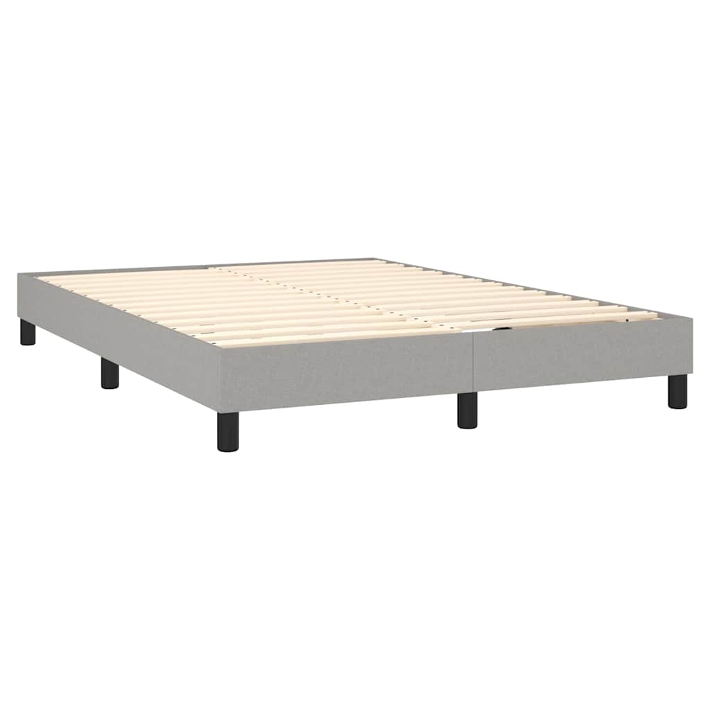 Box Spring Bed Frame Light Grey Double Fabric